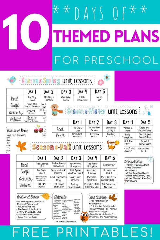 10 Days Of Free Preschool Weekly Themes Lesson Plans This Crafty Mom